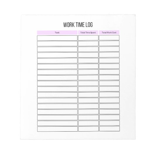 Editor für Arbeitszeitprotokolle Notizblock (Vorderseite)