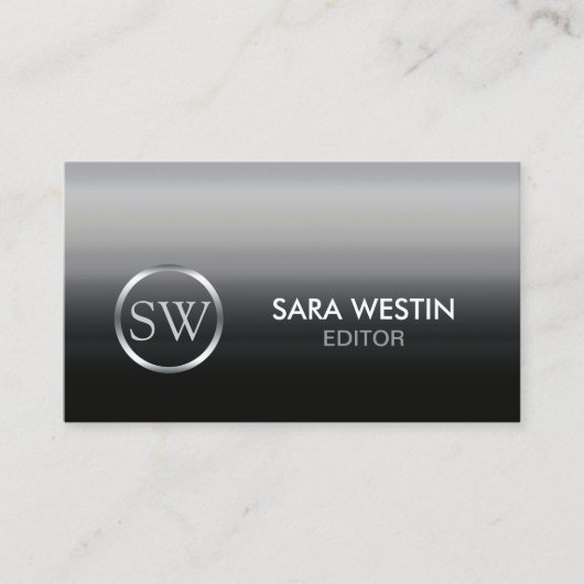 Editor Print Publishing Elegant Monogram Visitenkarte (Vorderseite)