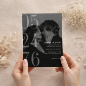 Editorial Bold Date Black White Wedding Invitation Einladung