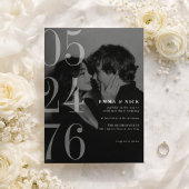 Editorial Bold Date Black White Wedding Invitation Einladung