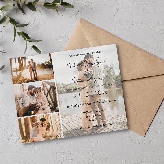 Editorial Chic Multi-Foto-Hochzeitseinladung