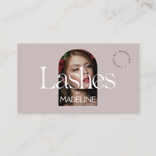 Editorial Chic Text Lashes Blush Mauve Visitenkarte (Vorderseite)