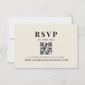 Editorial Elfenbein Foto QR Code Hochzeit RSVP Karte (Vorderseite)