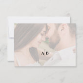Editorial Elfenbein Foto QR Code Hochzeit RSVP Karte (Rückseite)