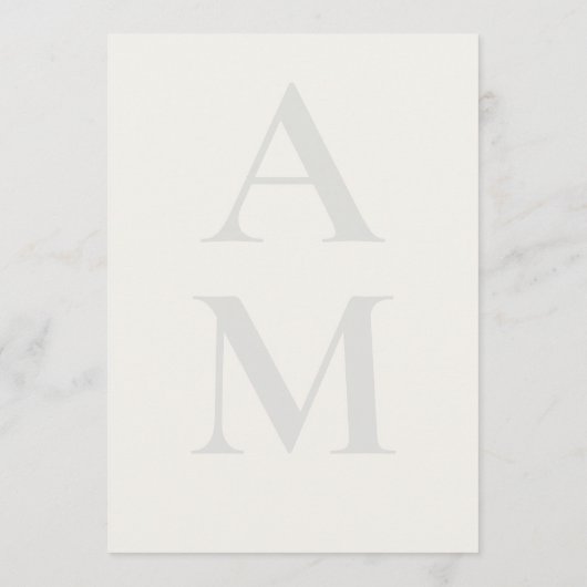 Editorial Initial Minimal Wedding Menükarte (Rückseite)