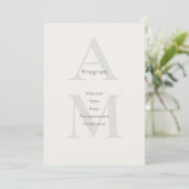 Editorial Initial Minimal Wedding Program Card Programm (Stehend Vorderseite)