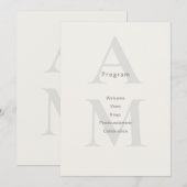 Editorial Initial Minimale Hochzeitsprogrammkarte Programm (Vorne/Hinten)