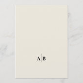 Editorial Ivory Monogram Photo Wedding Menükarte (Rückseite)