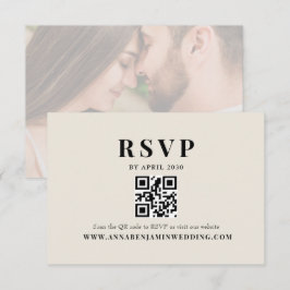 Editorial Ivory Photo QR Code Wedding RSVP Karte