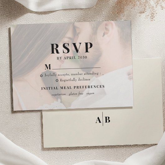 Editorial Ivory Photo Wedding RSVP Karte