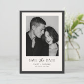 Editorial Minimalist Black White Typography Photo Save The Date (Stehend Vorderseite)
