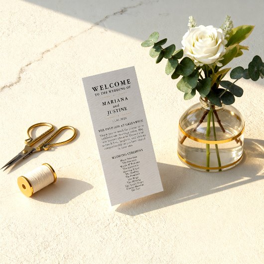 Editorial-Minimalistische Hochzeitsprogrammkarte f Programm