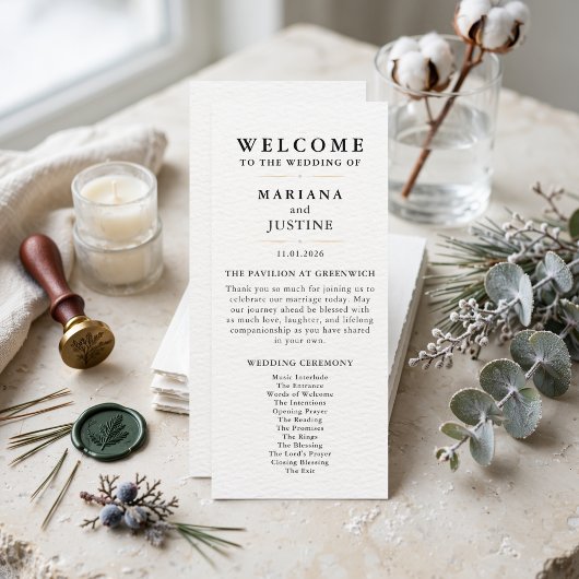 Editorial-Minimalistische Hochzeitsprogrammkarte f Programm