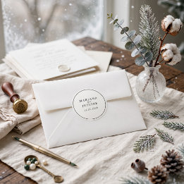 Editorial Minimalistische Winterhochzeit Elegant R Runder Aufkleber