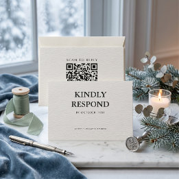 Editorial Minimalistische Winterhochzeit QR-Code  RSVP Karte