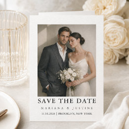 Editorial-minimalistische Winterhochzeitsfotos  Save The Date