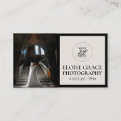 Editorial Photo Logo Black QR Code Business Card Visitenkarte (Vorderseite)