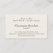 Editorial Serif Bean to Bar Chocolate Maker  Visitenkarte (Rückseite)