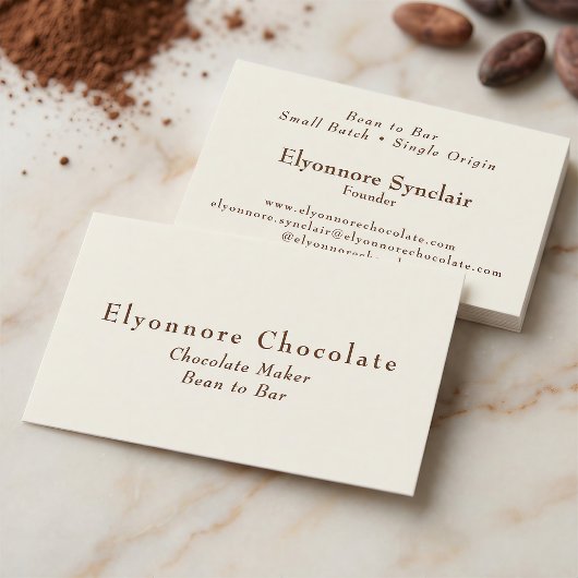 Editorial Serif Bean to Bar Chocolate Maker  Visitenkarte