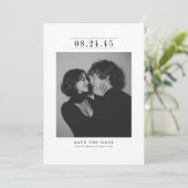 Editorial Serif Black & White Photo Save the Date (Stehend Vorderseite)