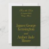 Editorial Style Olivgrün Chartreuse Hochzeit Save The Date (Vorderseite)