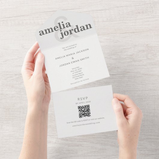 Editorial Typography All-In-One Wedding Invitation All In One Einladung (Abreißen)