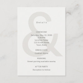 Editorial Typography Wedding Details Card Begleitkarte
