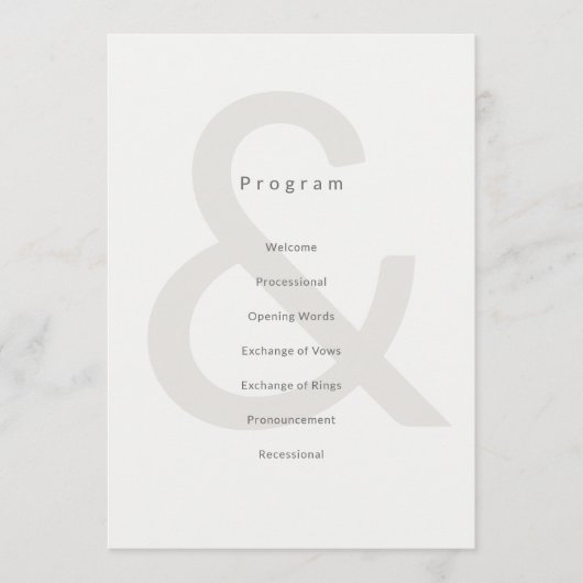 Editorial Typography Wedding Program Programm (Vorderseite)