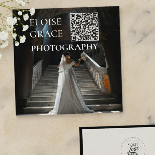 Editoriales Foto-Logo-QR-Code Quadratisches Geschä Quadratische Visitenkarte