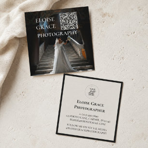 Editoriales Foto-Logo-QR-Code Quadratisches Geschä Quadratische Visitenkarte