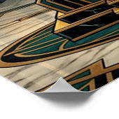 Edle Art Deco-Hirsch Golden Silhouette Poster (Ecke)