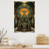 Edle Art Deco-Hirsch Golden Silhouette Poster (Küche)