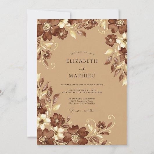 Edle Botanische Hochzeit Einladung (Vorderseite)