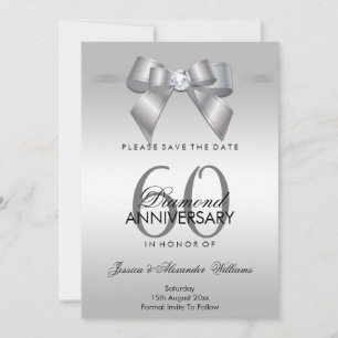Edle Gem Bow & Ribbon 60. Hochzeitstag Save The Date