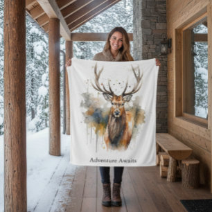 Edle Geweihe: Wasserfarbenes Wald-Elch, individuel Fleecedecke