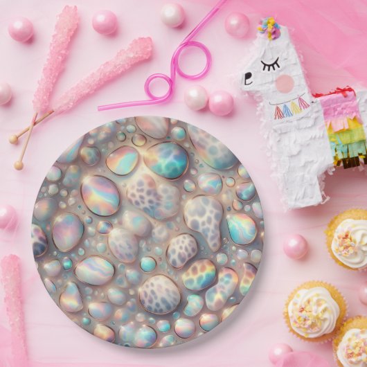 Edle Glam Opal Leoparden Druck Papier Teller (Party)