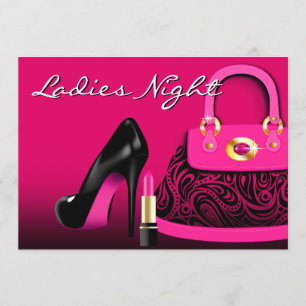Edle Handtaschen, High Heels und Lippenstift Damen Einladung