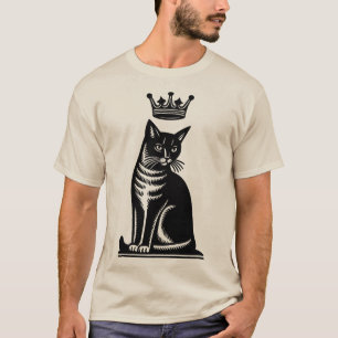 Edle Katze im Holzschnitt-Stil T-Shirt