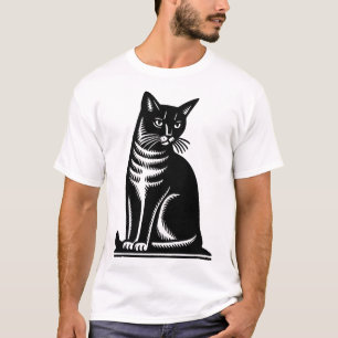 Edle Katze im Holzschnitt-Stil T-Shirt