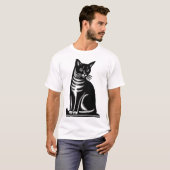 Edle Katze im Holzschnitt-Stil T-Shirt (Vorne ganz)