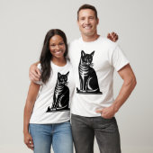 Edle Katze im Holzschnitt-Stil T-Shirt (Unisex)