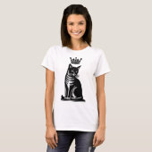 Edle Katzen-Holzschnitt-Optik T-Shirt (Vorne ganz)