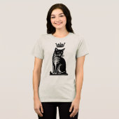 Edle Katzen-Holzschnitt-Optik Tri-Blend Shirt (Vorderseite voll)