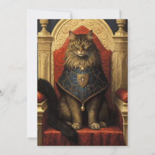 Edle Maine Coon Katzen Thron Kunst Druck Karte