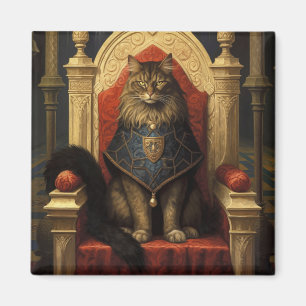 Edle Maine Coon Katzen Thron Kunst Druck Magnet