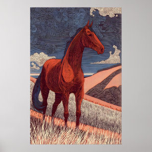 Edle Pferdelinienkunst, Seitenprofil Ross Poster