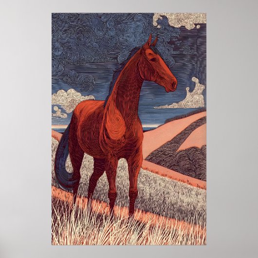 Edle Pferdelinienkunst, Seitenprofil Ross Poster (Vorne)