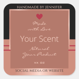 Edle Produktverpackungen Etiketten Braun und Rose Quadratischer Aufkleber