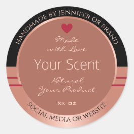 Edle Produktverpackungen Etiketten Braun und Rose Runder Aufkleber