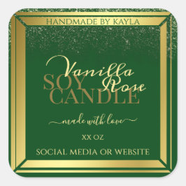 Edle Produktverpackungsetiketten Dunkelgrün und Go Quadratischer Aufkleber